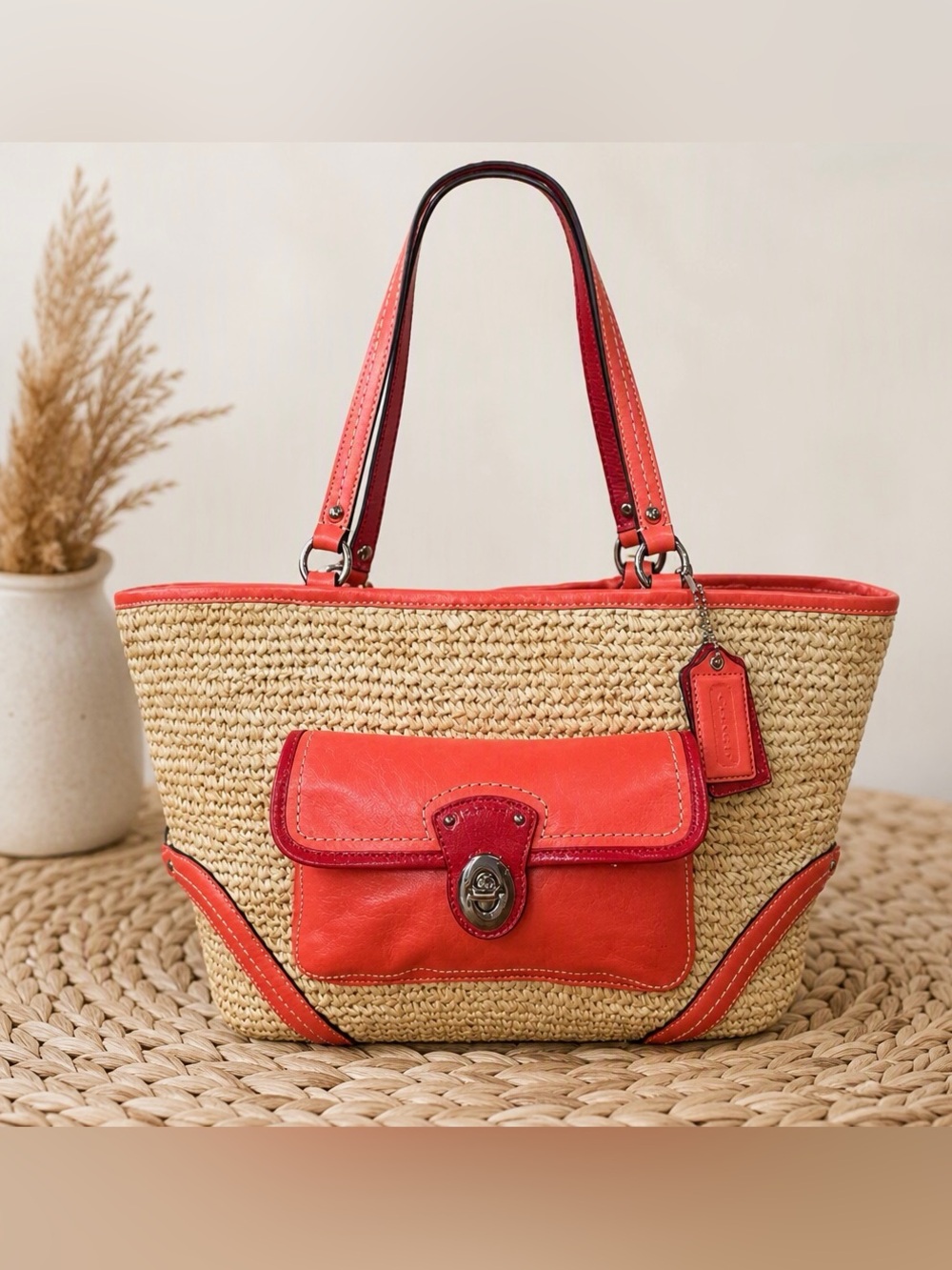 Coach Straw Pocket Tote 22904